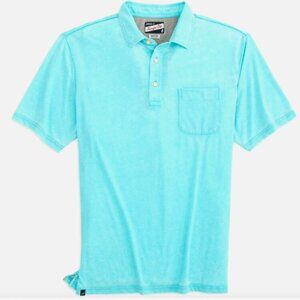 JOHNNIE-O MEDIUM HANGIN'OUT THE LOCAL POLO Short Sleeve Shirt MONTEGO Blue NWT
